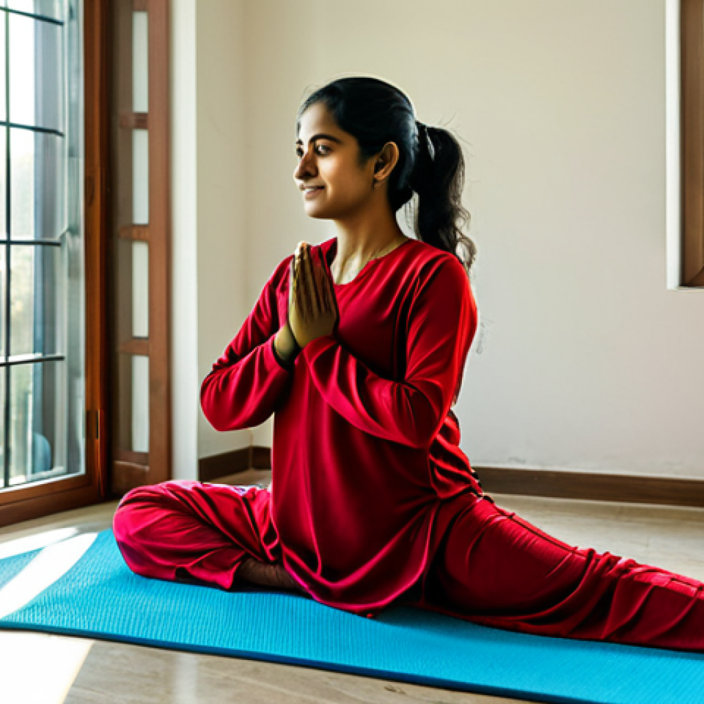 홈트 운동의 위험성 - **

A Bengali woman in her 30s, wearing a salwar kameez مناسب으로 exercise, performs yoga on a mat in ...