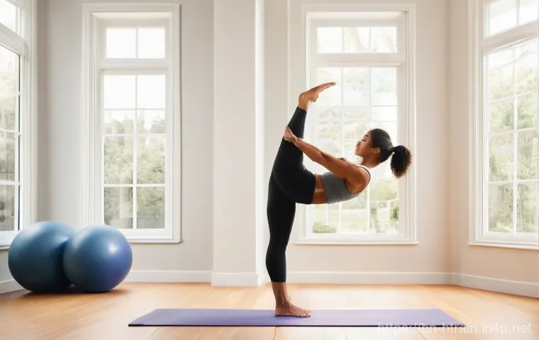 홈트 운동을 위한 철저한 준비운동 - **Prompt:** A fit adult woman in a well-lit, minimalist home workout space, performing dynamic arm c...