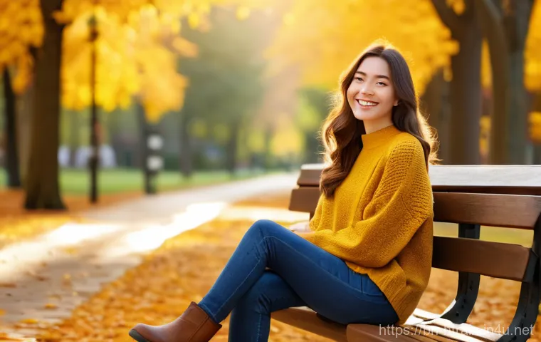 홈트 하체 다이어트 운동 - **Prompt 1:** A young woman, early 20s, with long, flowing brown hair, is sitting on a park bench su...