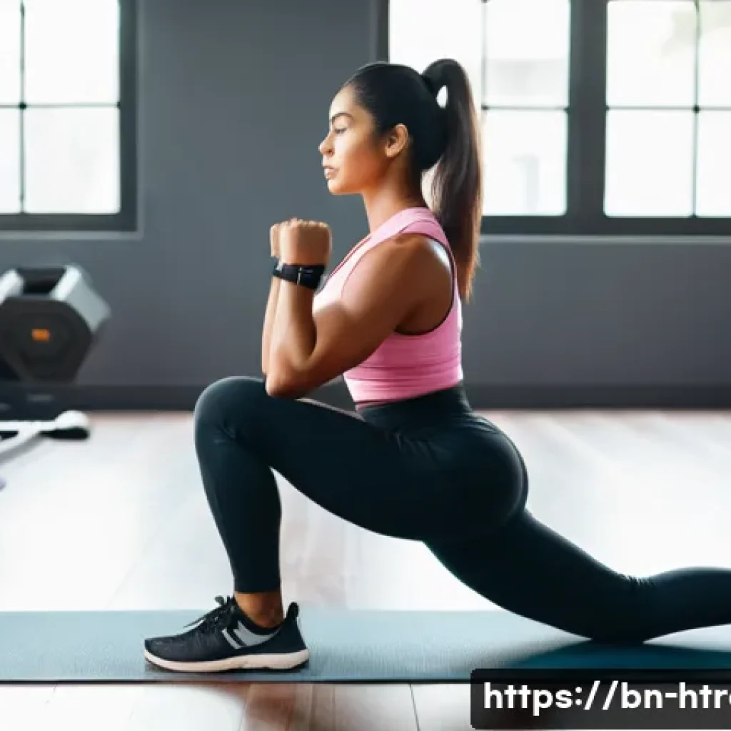 홈트 효과적인 다리 운동 - A young Bengali woman wearing comfortable athletic wear and supportive sneakers, performing a perfec...