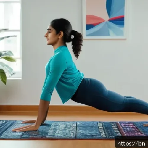 홈트 운동 부상 예방 - A detailed indoor home workout scene featuring a Bengali woman in breathable, fitted athletic wear s...